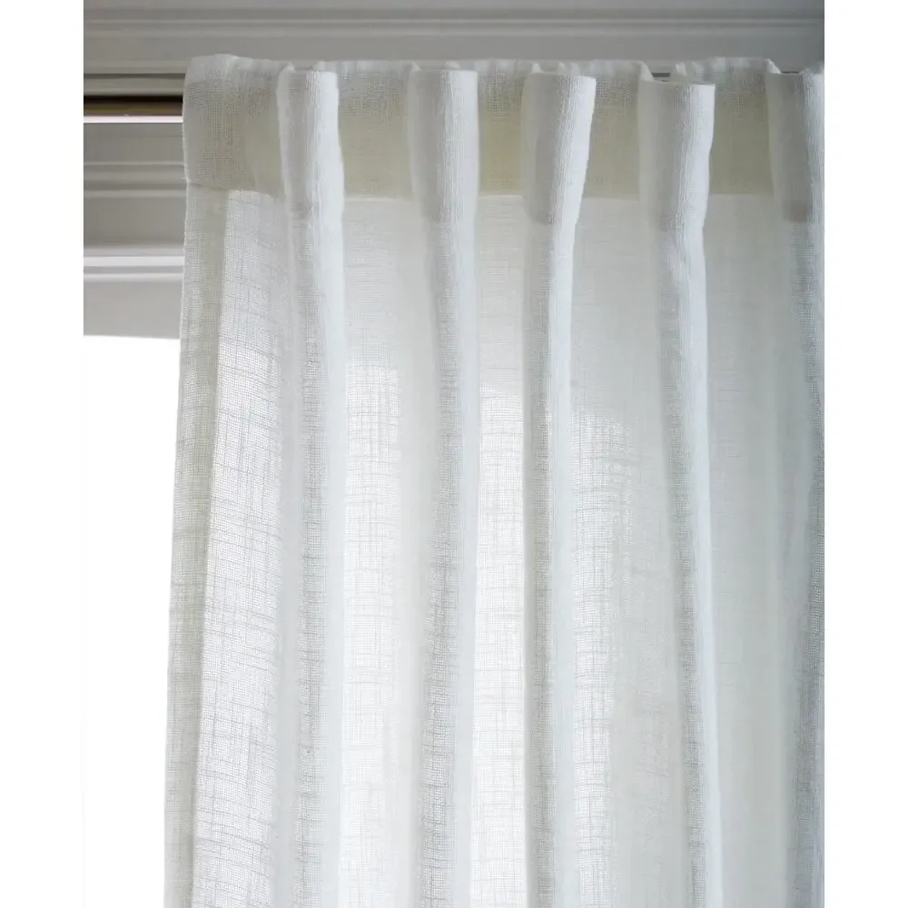 NEW Quince COTTON SHEER Curtain •4 PANELS •48 x 108”• Cotton Curtains WHITE $160